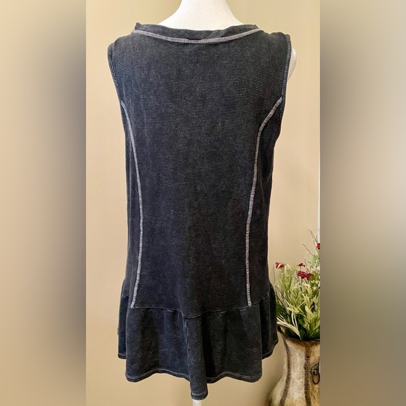 Sew In Love; small; women’s black washed out tank with slight ruffle at bottom - Picture 2 of 7